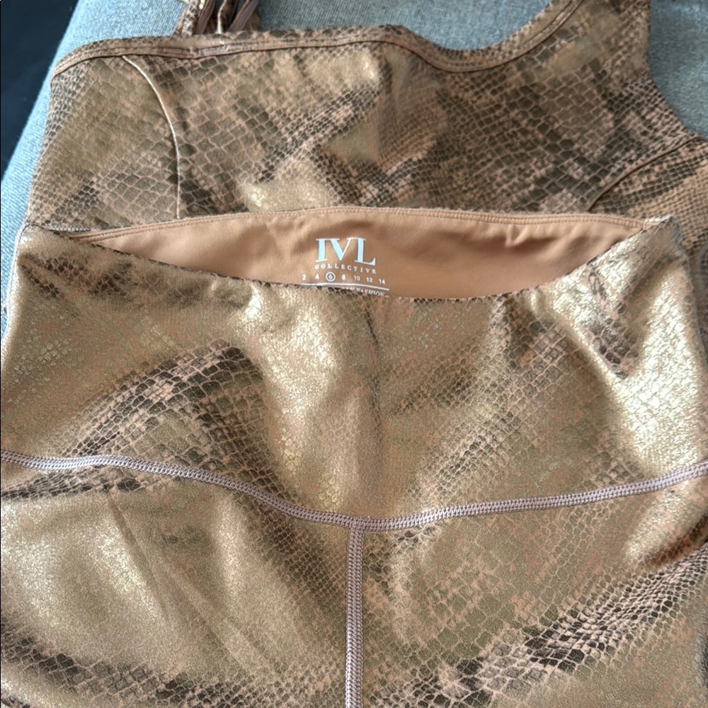 IVL Collective Gold Snake Print Leggings